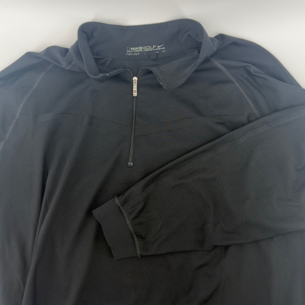 Nike Golf Black Dri Fit 1/4 Zip Long Sleeve Pullover Shirt Top Men's size Large